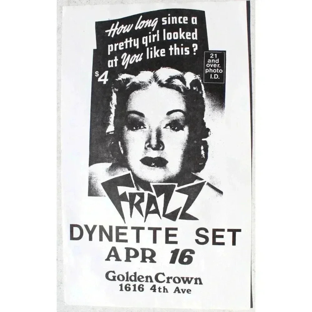 Vtg Orig 1990s 1980s Frazz Dynette Set Band Promo PUNK Rock Concert POSTER Flyer